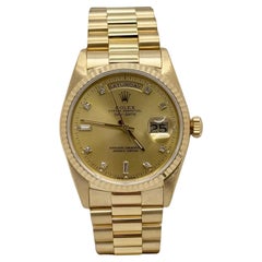Rolex Day-Date President 18238 Champagne Diamond Dial Double Quickset 18K Gold