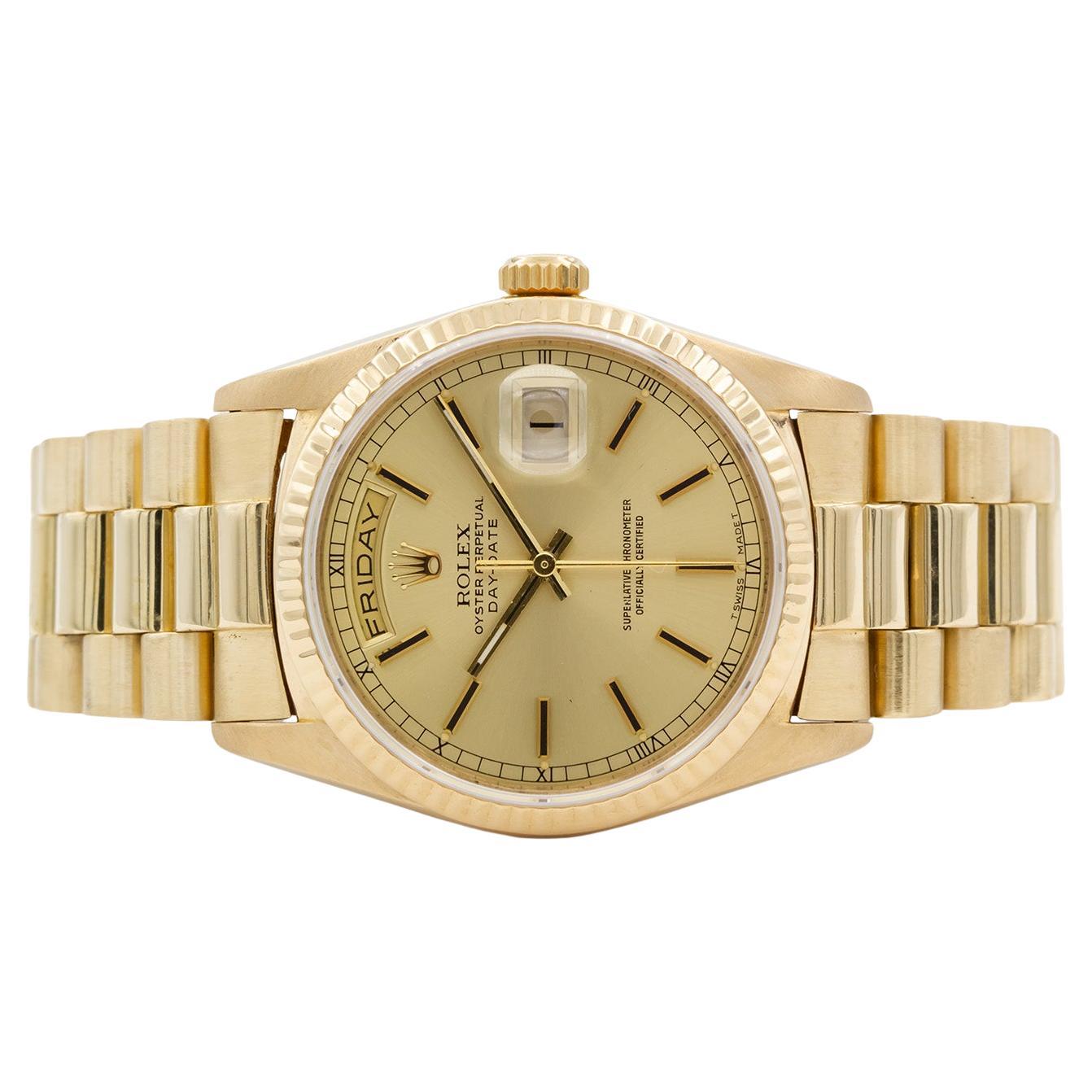 Rolex Day-Date President 18238 Double Quick 18k Yellow Gold & Champagne Dial 36m