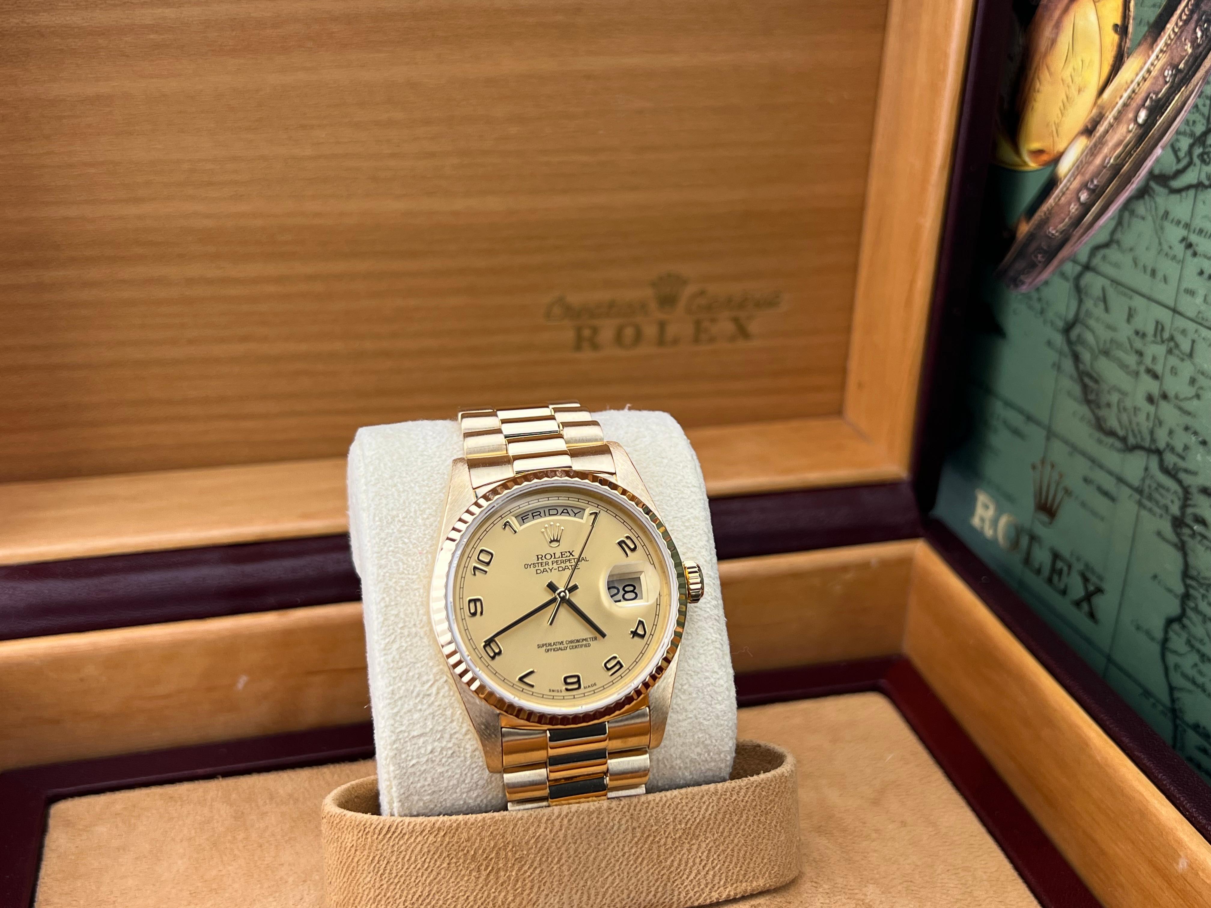Rolex Day Date President 18238 Double Quickset Champagne Arabic Numeral Dial For Sale 8