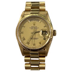 Rolex Day Date President 18238 Esfera doble con números romanos 18K Oro