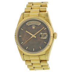 Used Rolex Day-Date President 18238 Wood Dial 18 Karat Yellow Gold Men's Watch