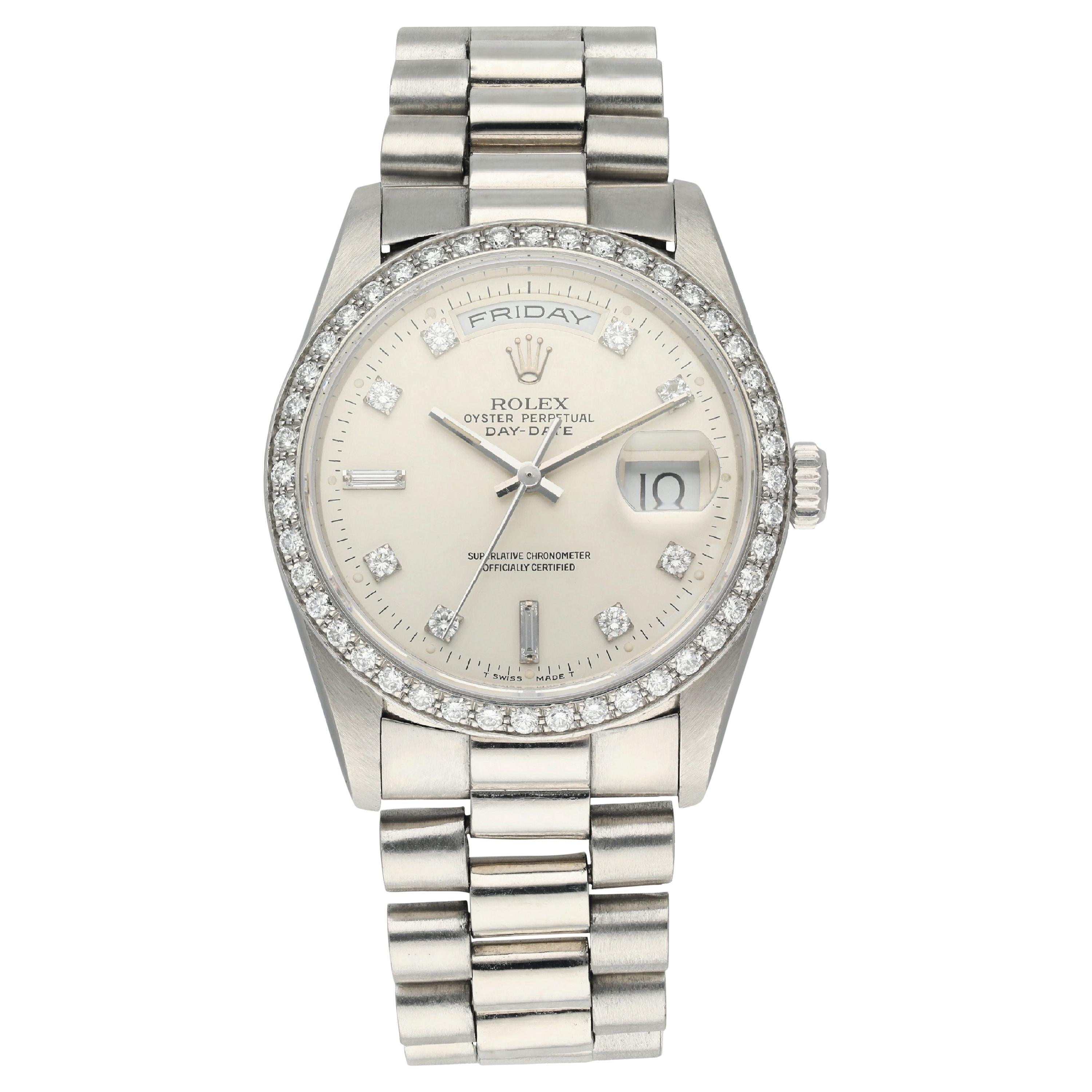 Rolex Day-Date President 18346 Platinum Diamond Men's Watch For Sale
