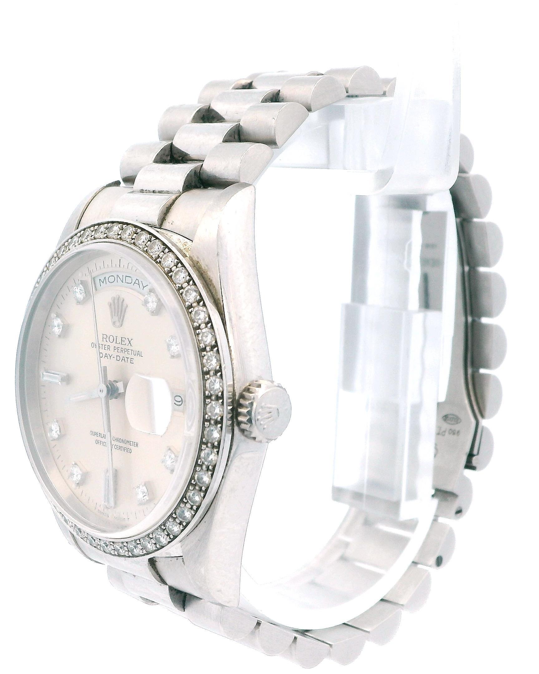 Rolex Day-Date President 18346 Montre en platine et diamants Bon état - En vente à Great Neck Plaza, NY