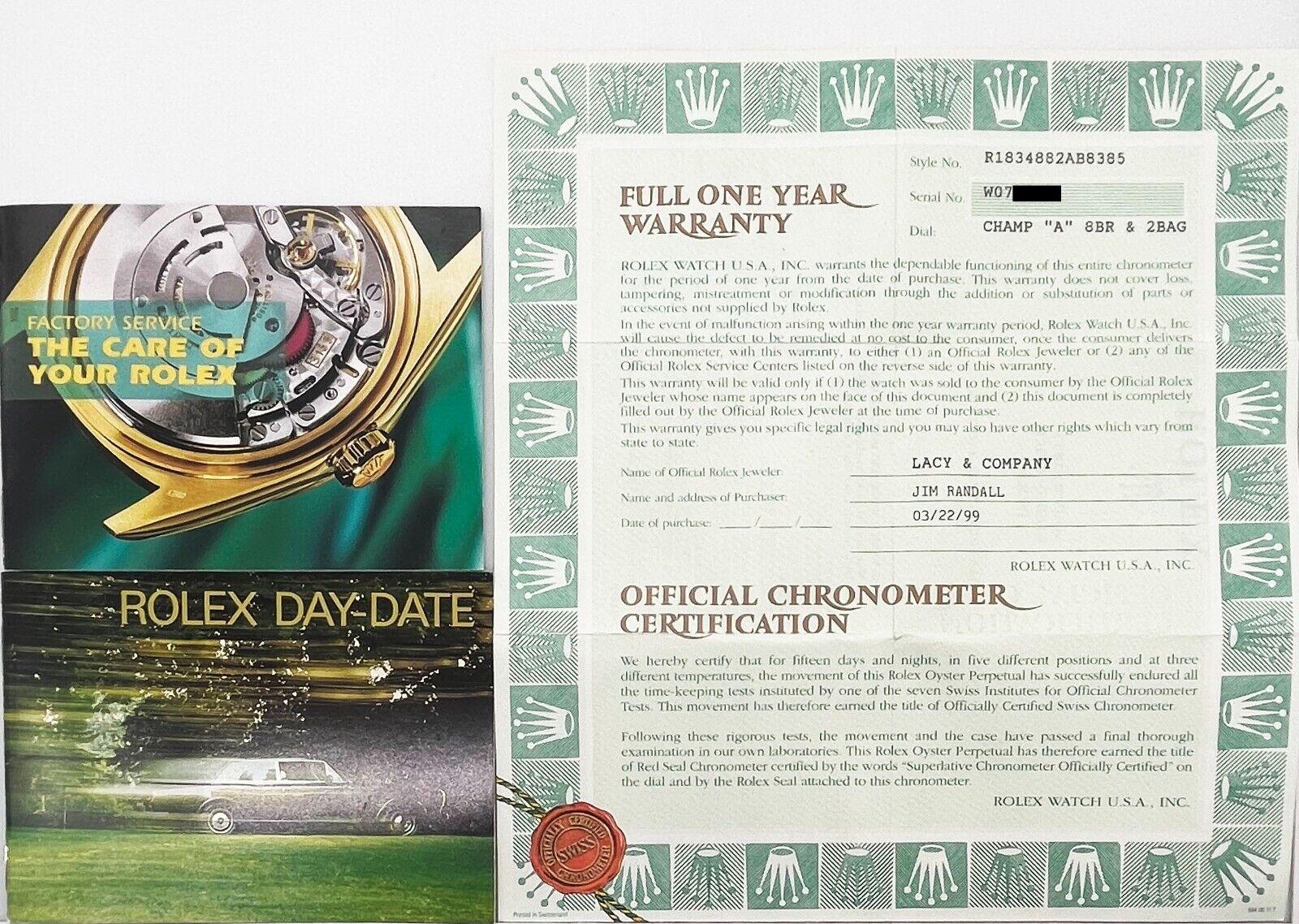 Rolex Day Date President 18348 Champagner-Diamant-Zifferblatt 18K Gelbgold Box Papier im Angebot 3