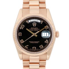 Rolex Day-Date President 18K Everose Gold Black Dial Mens Watch 118235