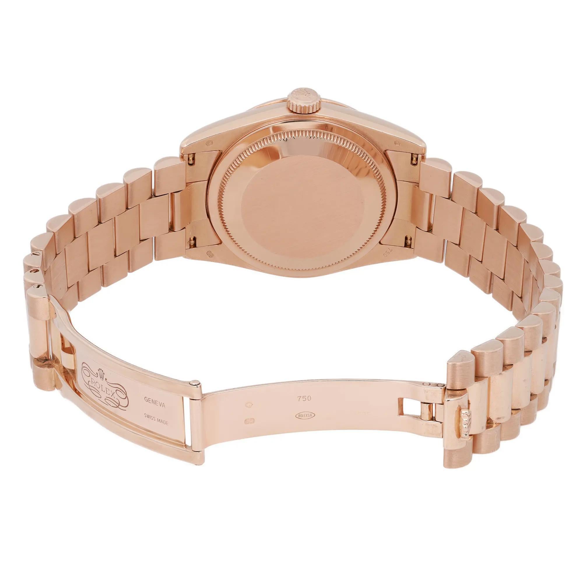 Rolex Day-Date President Or Everose 18K Cadran Noir Montre Homme 118235 en vente 1