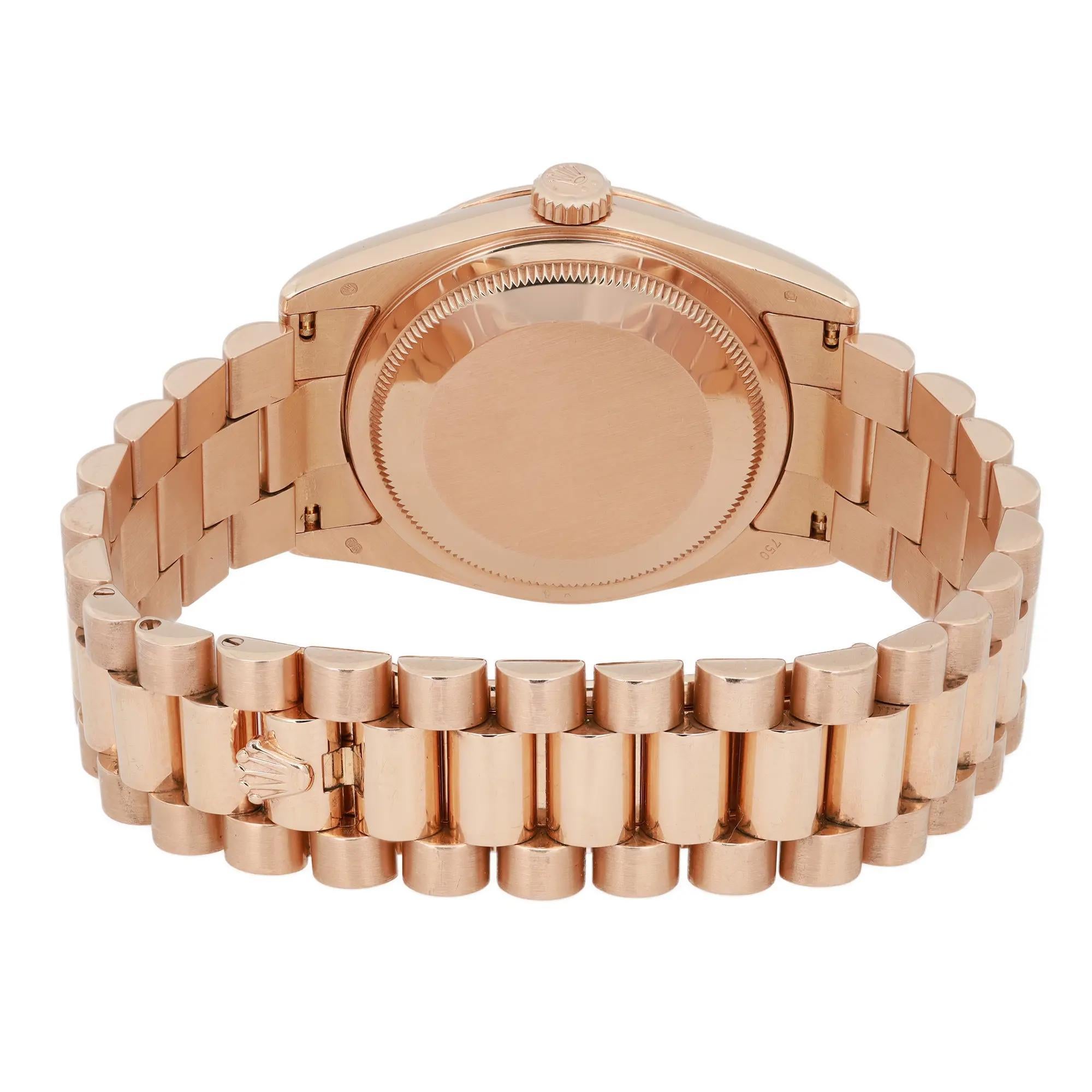 Rolex Day-Date President Or Everose 18K Cadran Noir Montre Homme 118235 en vente 2