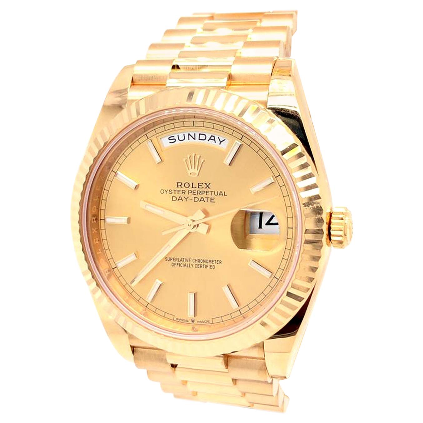 Rolex Day-Date President 18k Yellow Gold Champagne Men's Watch 228238