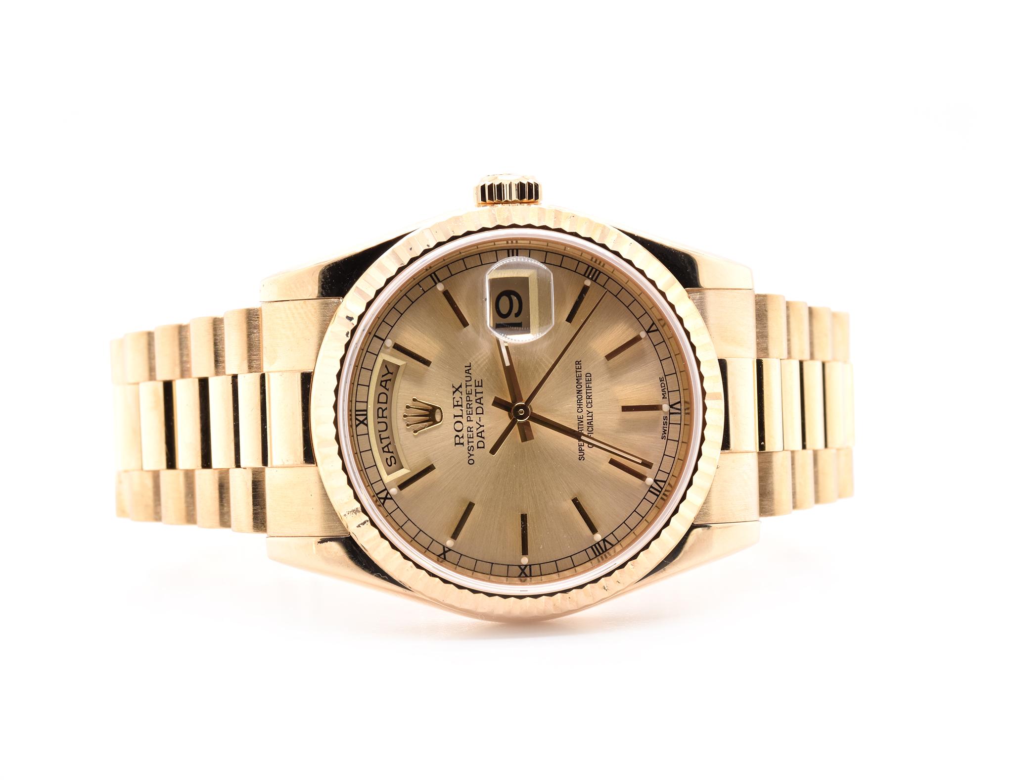 Rolex Day-Date President 18 Karat Yellow Gold Watch Ref. 118238 In Excellent Condition In Scottsdale, AZ