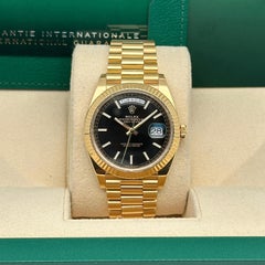 Rolex Day-Date President 228238 40MM 8K Gold Black Diagonal-Motif Men Watch B&P