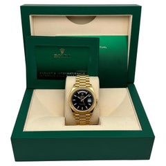 Rolex Day-Date President 228238 40MM 8K Gold Black Diagonal-Motif Men Watch B&P