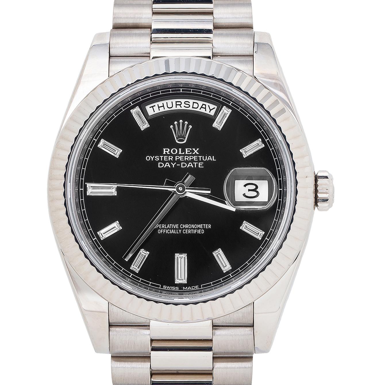 Rolex Day-Date President 228239 Factory Black Diamond Dial Men's Watch 40MM