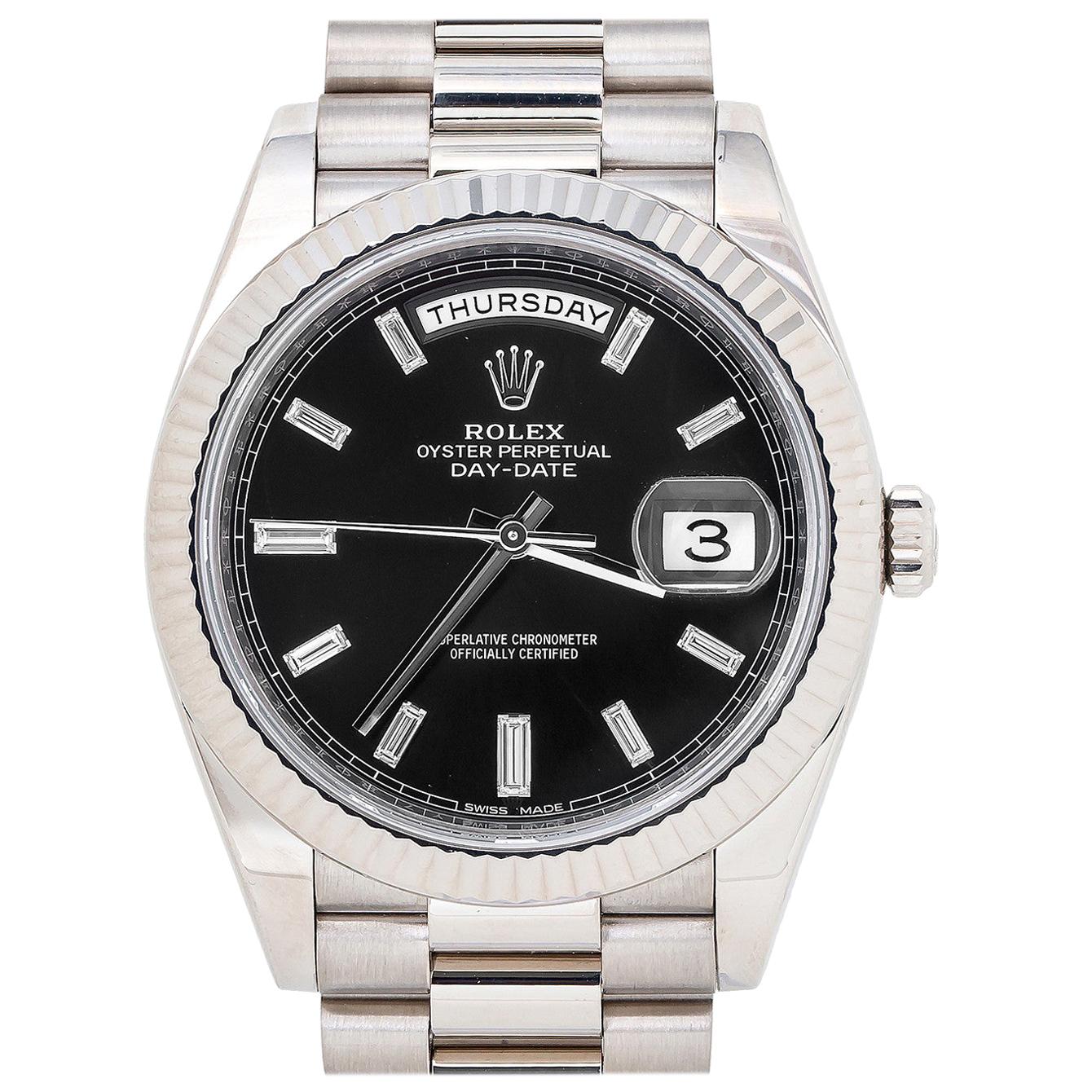 Rolex Day-Date President 228239 Factory Black Diamond Dial Men's Watch For Sale