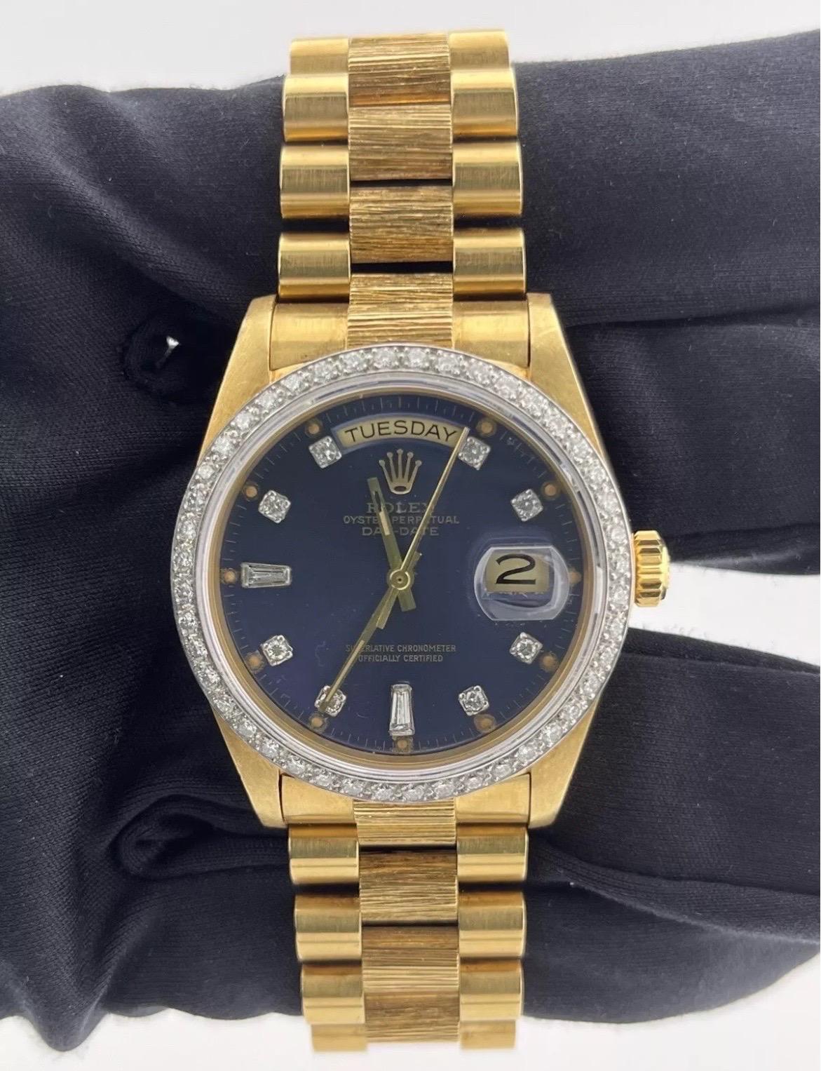 Femenino o masculino Reloj Rolex Day-Date President 36mm Oro Amarillo 18K Acabado Diamante 18078 en venta