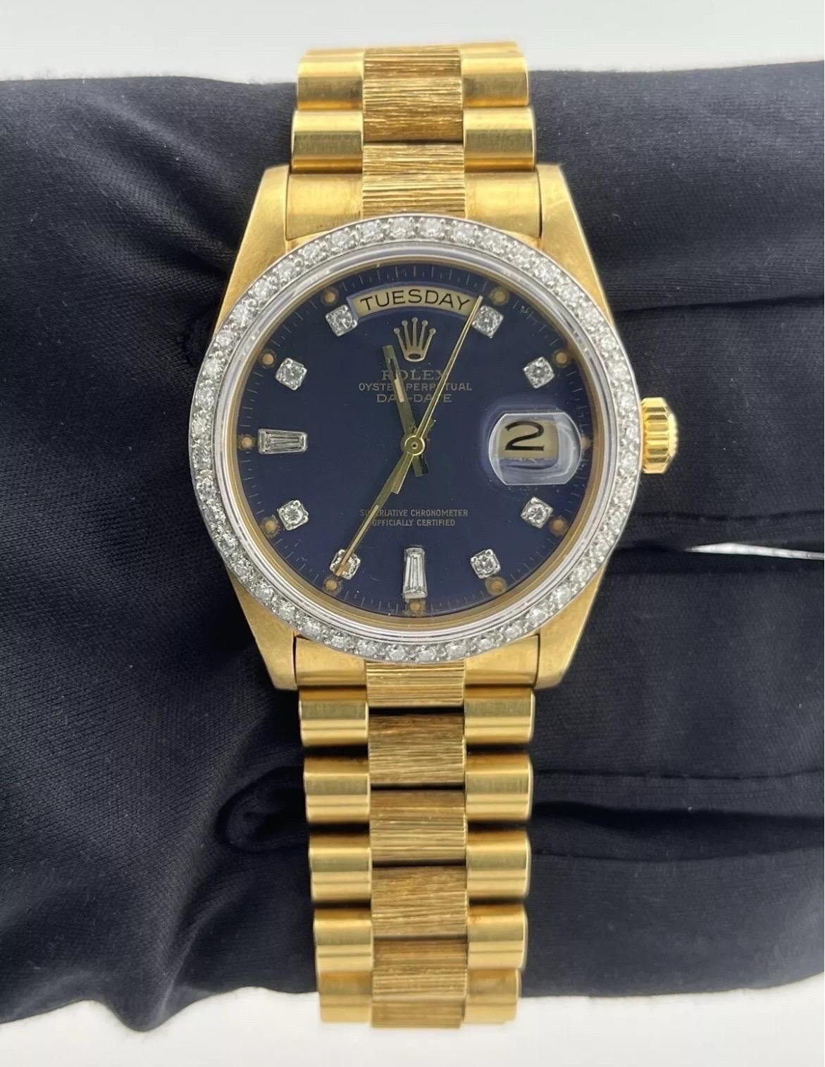 Reloj Rolex Day-Date President 36mm Oro Amarillo 18K Acabado Diamante 18078 en venta 3