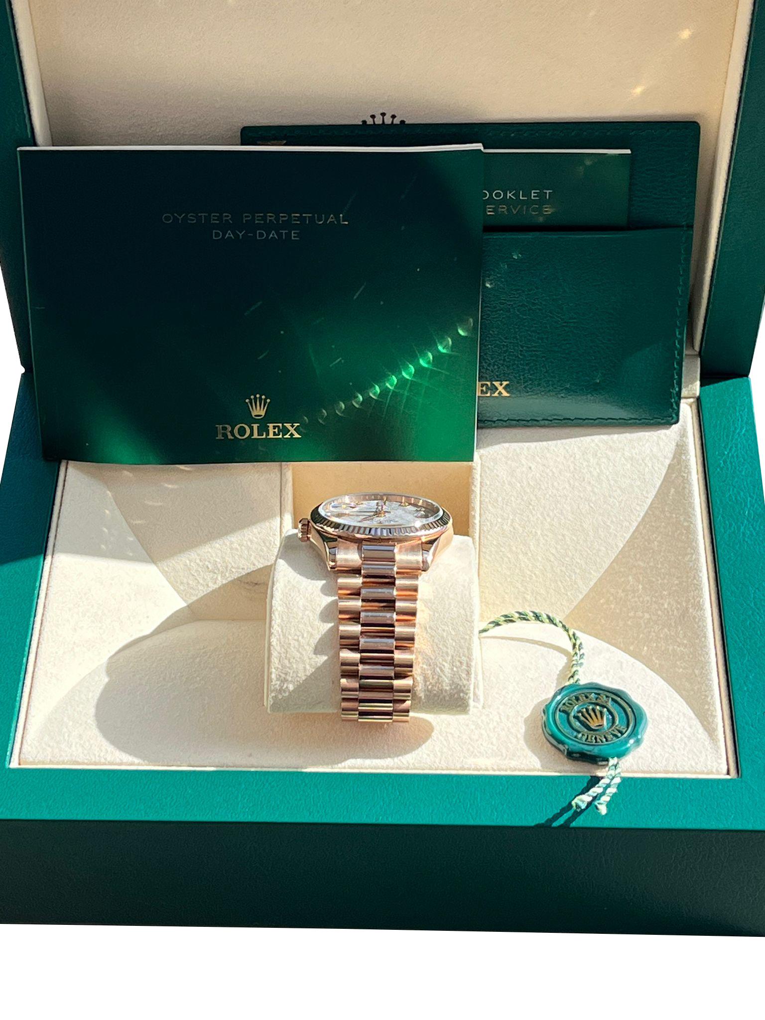 Rolex Day-Date President 36mm Rose Gold Meteorite Diamond Dial Mens Watch 118235 en vente 9