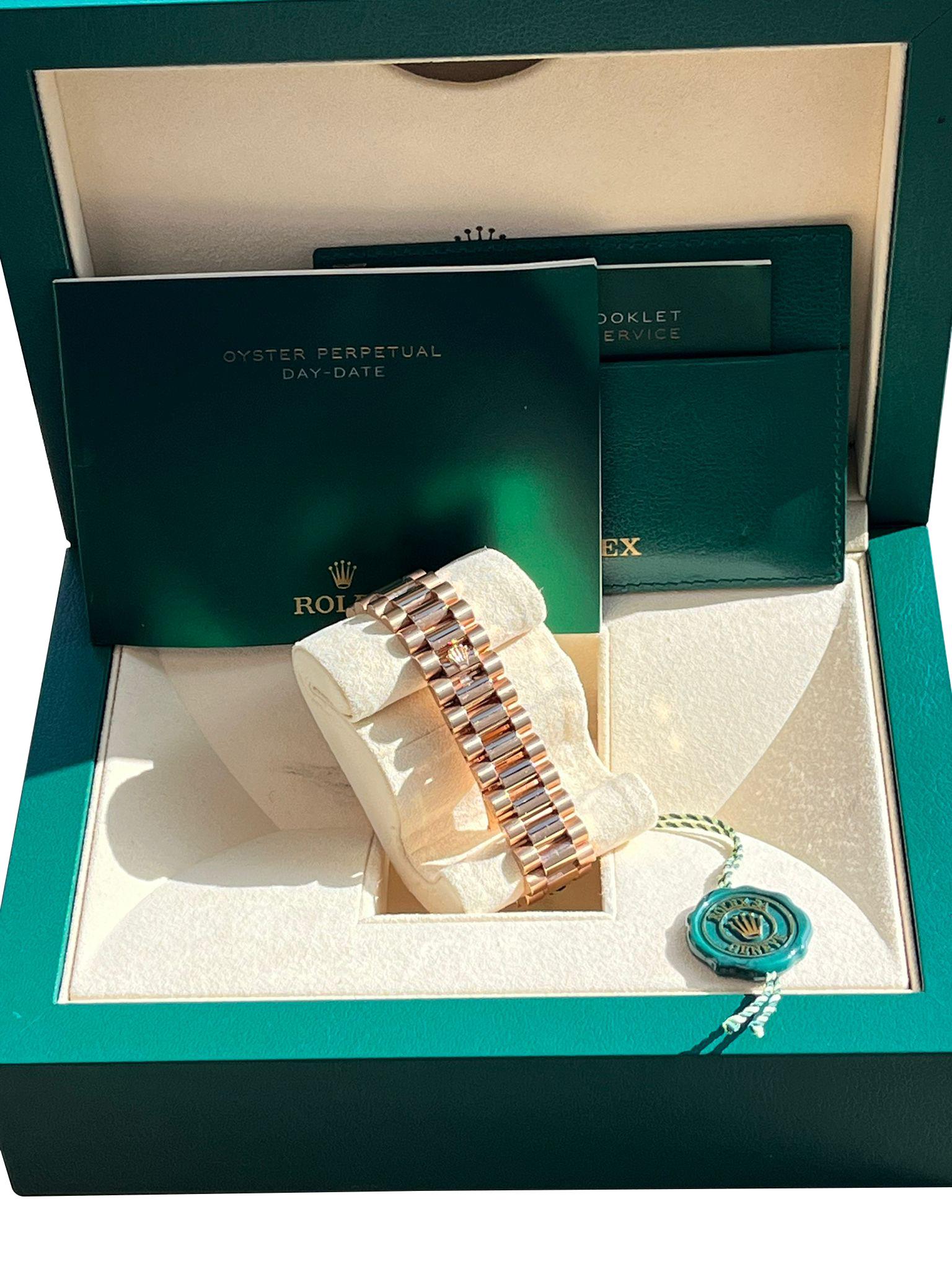 Rolex Day-Date President 36mm Rose Gold Meteorite Diamond Dial Mens Watch 118235 en vente 10