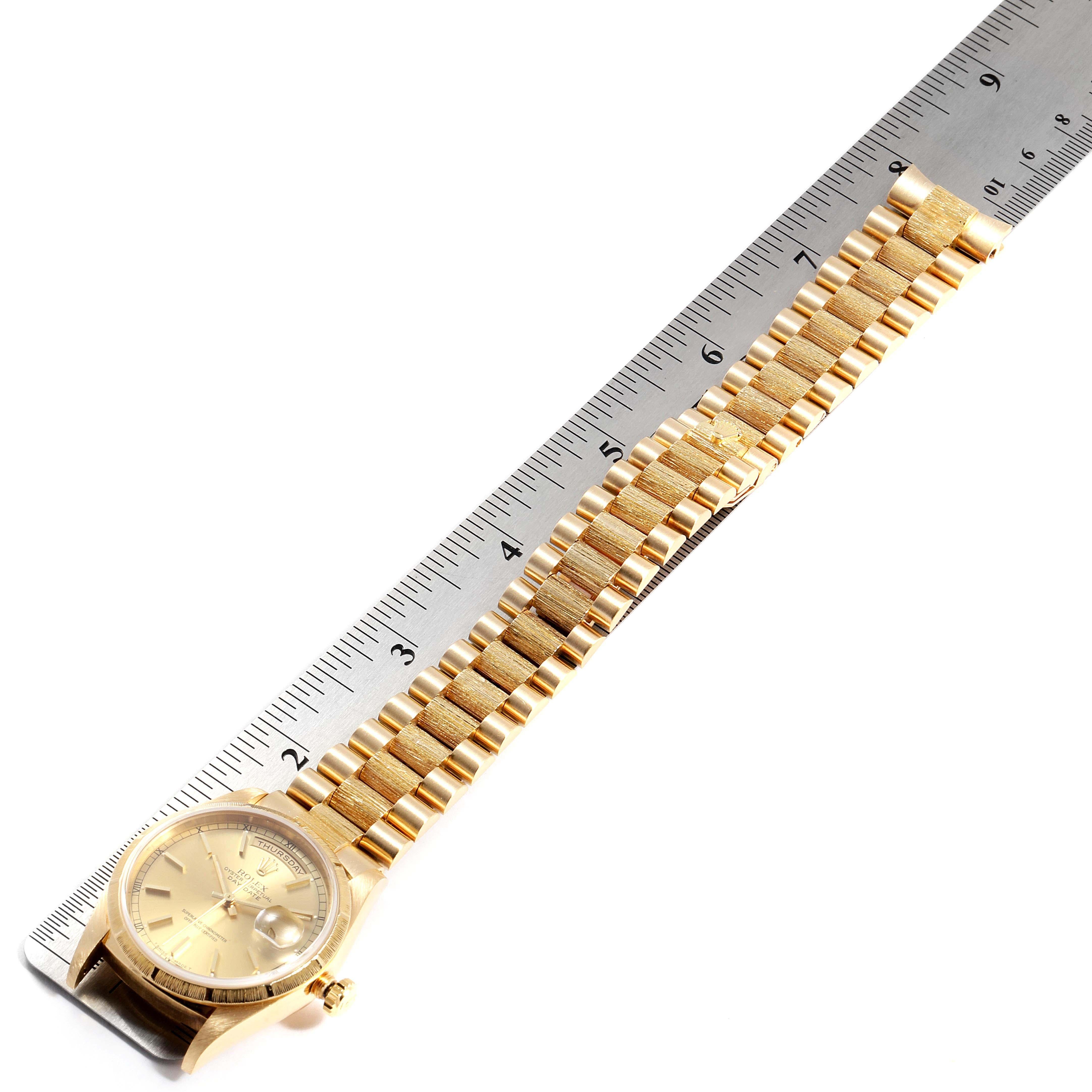 Rolex Day-Date President Yellow Gold Bark Finish Men's Watch 18248 For Sale 4