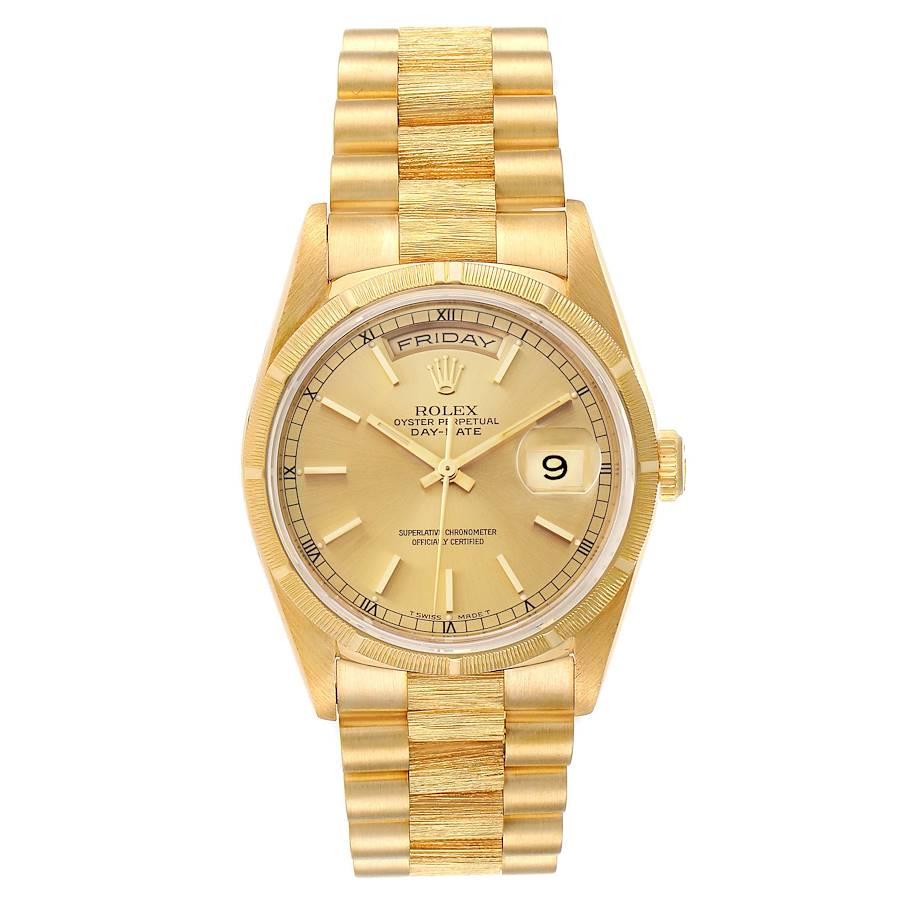 Date President Yellow Gold Bark Finish 