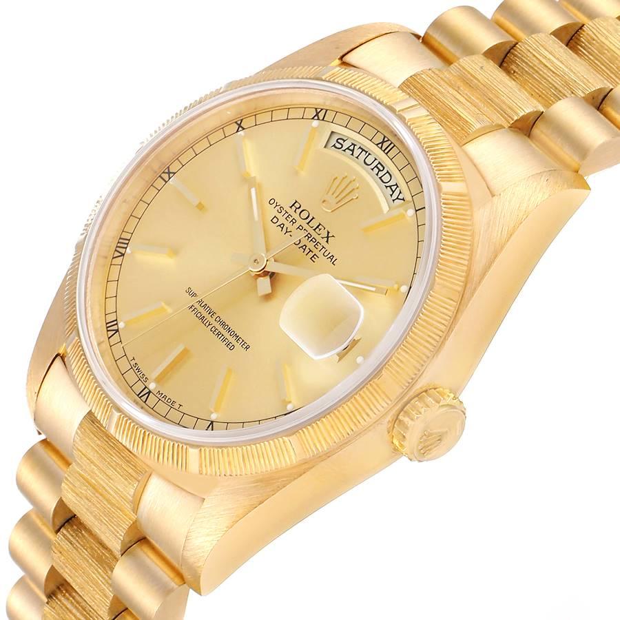 Men's Rolex Day-Date President Yellow Gold Bark Finish Men’s Watch 18248