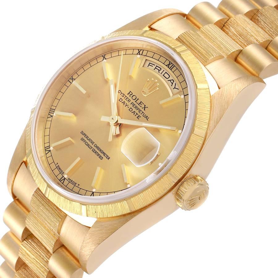 Rolex Day-Date President Yellow Gold Bark Finish Mens Watch 18248 1