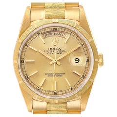 Rolex Day-Date President Yellow Gold Bark Finish Mens Watch 18248