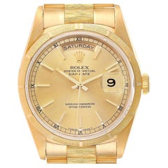 Rolex Day-Date President Yellow Gold Bark Finish Watch 18248
