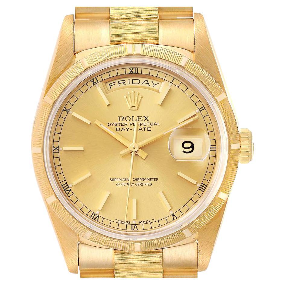 Rolex Very Rare Day-Date 18 Karat Yellow Gold Silver Omani Dial Bark ...