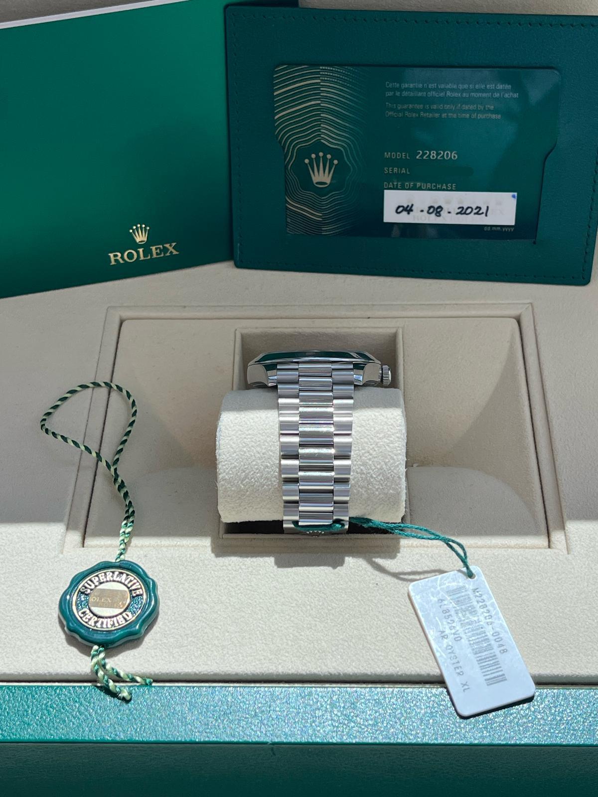 Rolex Day-Date President 40 Ice Blue Arabic Dial Automatic Platinum Watch 228206 For Sale 9