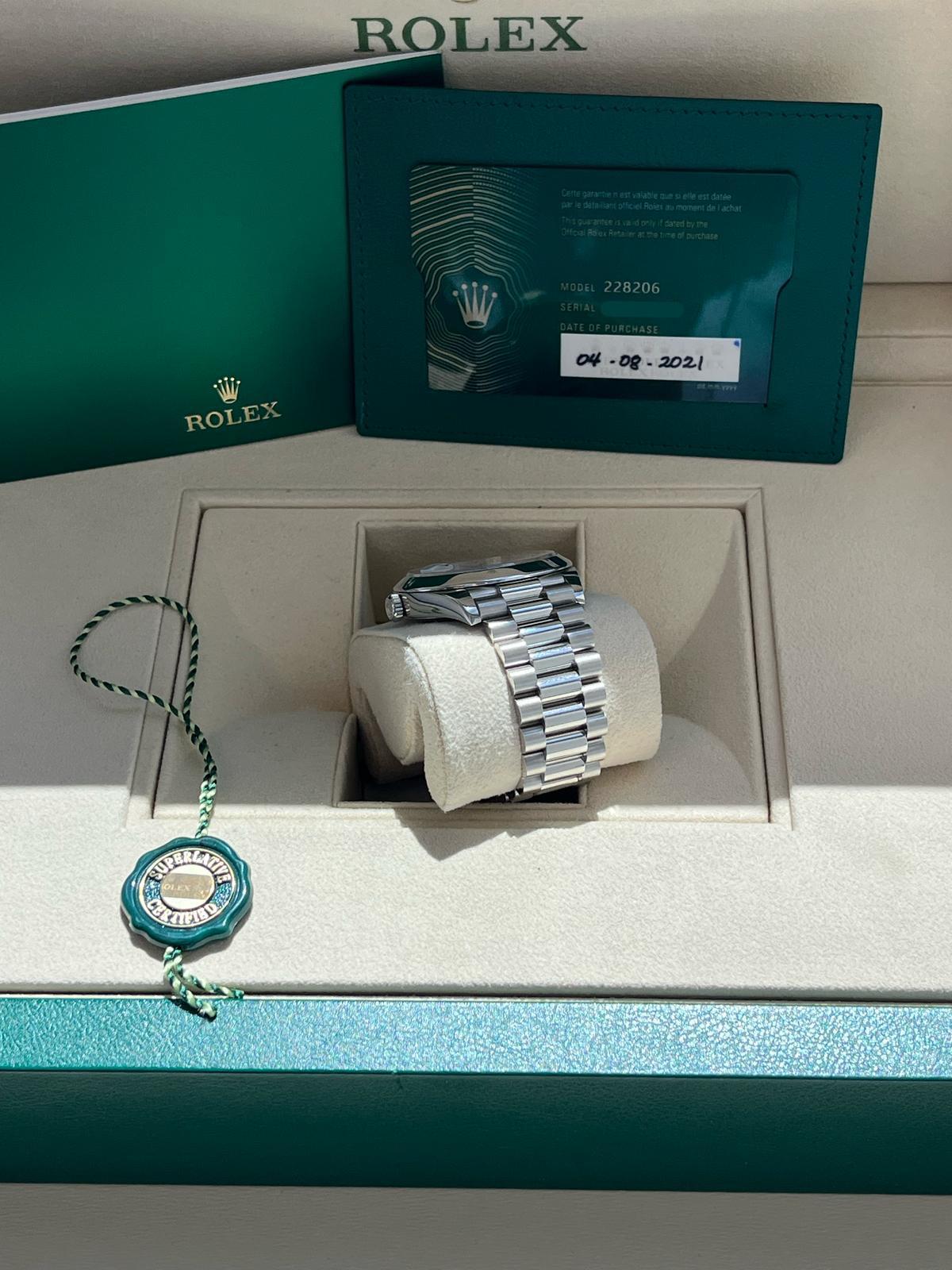 Rolex Day-Date President 40 Ice Blue Arabic Dial Automatic Platinum Watch 228206 For Sale 10