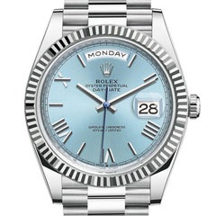 Rolex Day-Date President 40 Platinum Ice-Blue Roman Dial Men Watch 228236