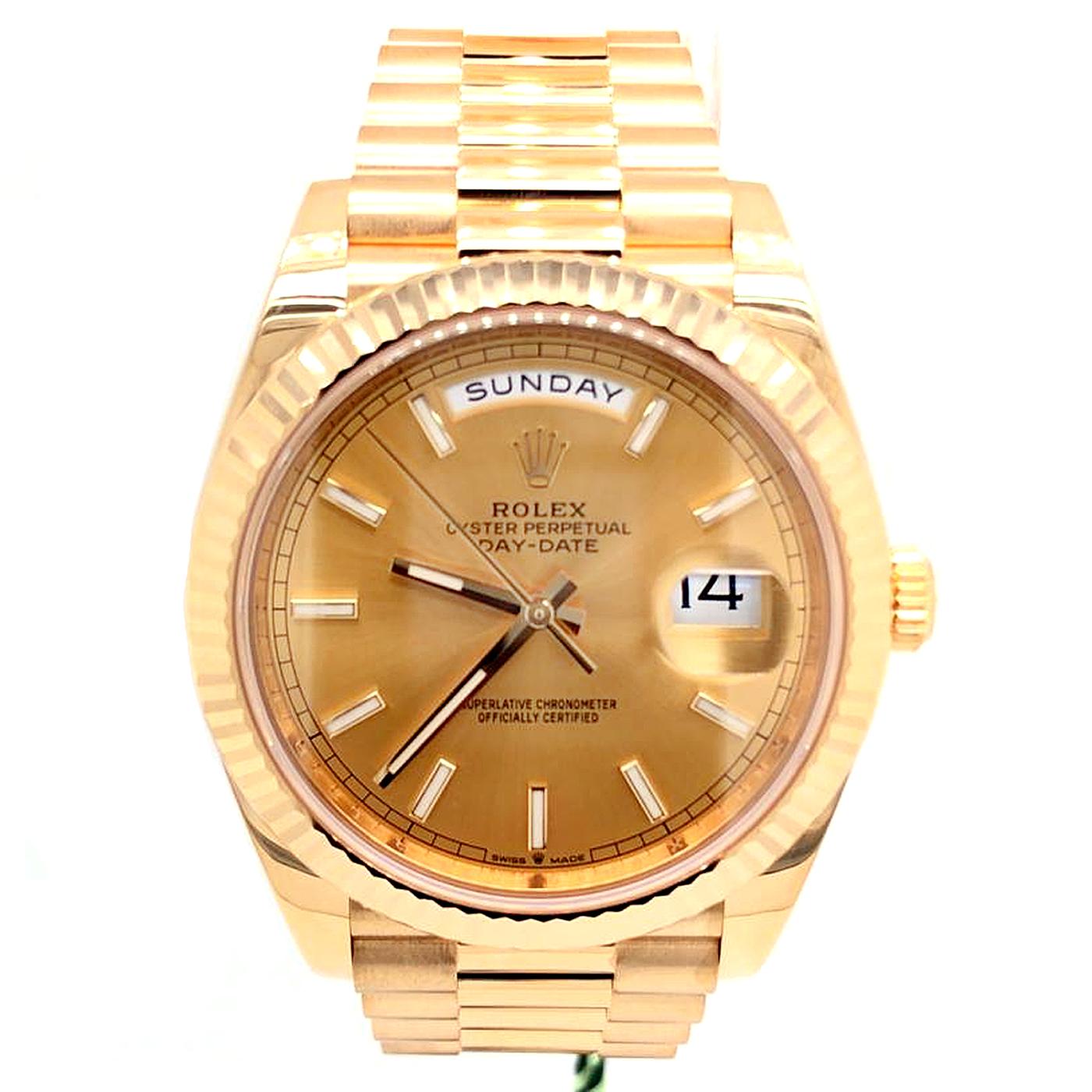 Modernist Rolex Day-Date President 18k Yellow Gold Champagne Men's Watch 228238