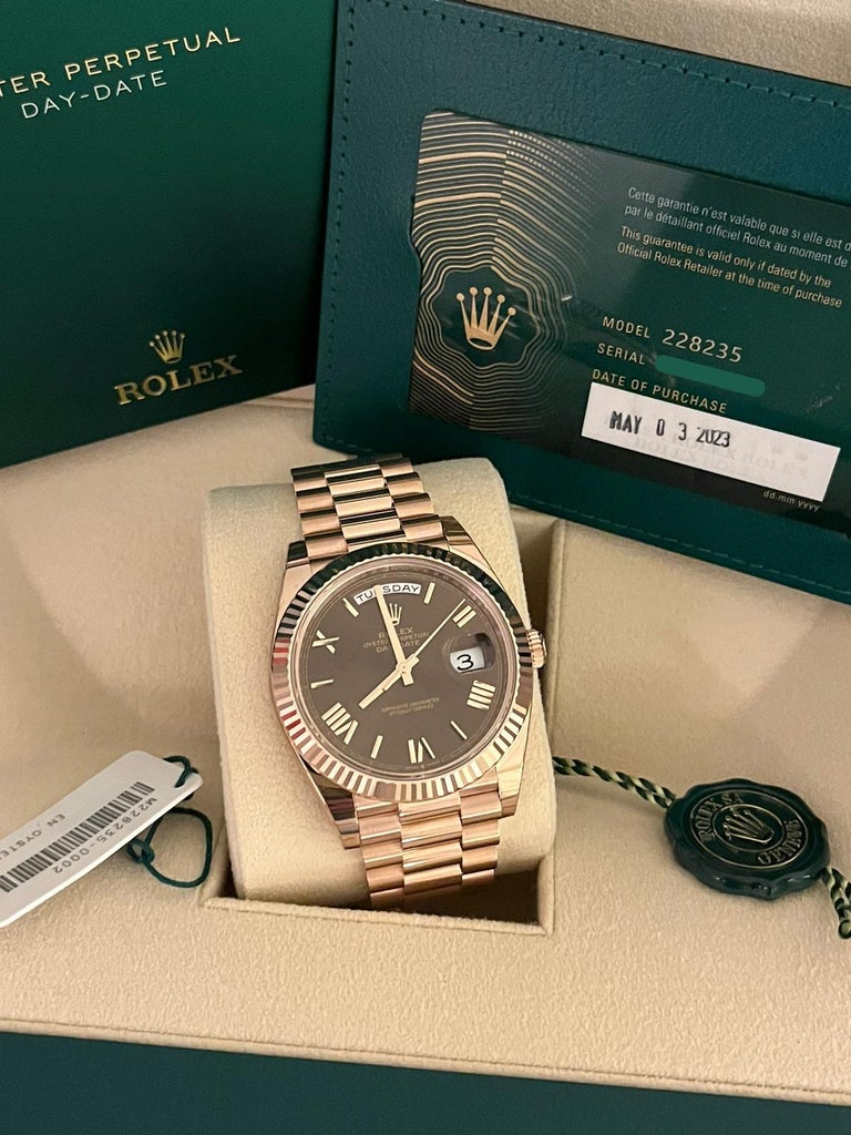 Rolex Day-Date President Rose Gold Chocolate Roman Dial Watch 228235 ...