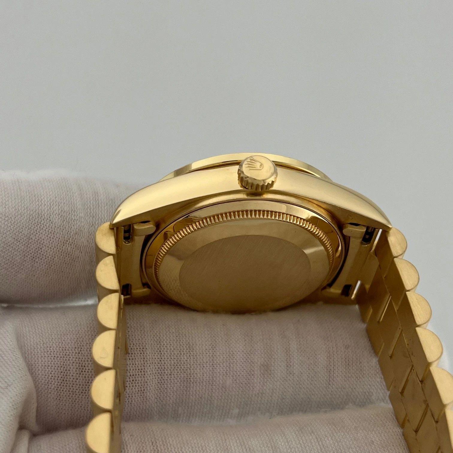 Rolex Day Date Präsident Bark 18078 36mm schwarz Diamant Zifferblatt Lünette 18k Gold Box im Zustand „Gut“ im Angebot in San Diego, CA