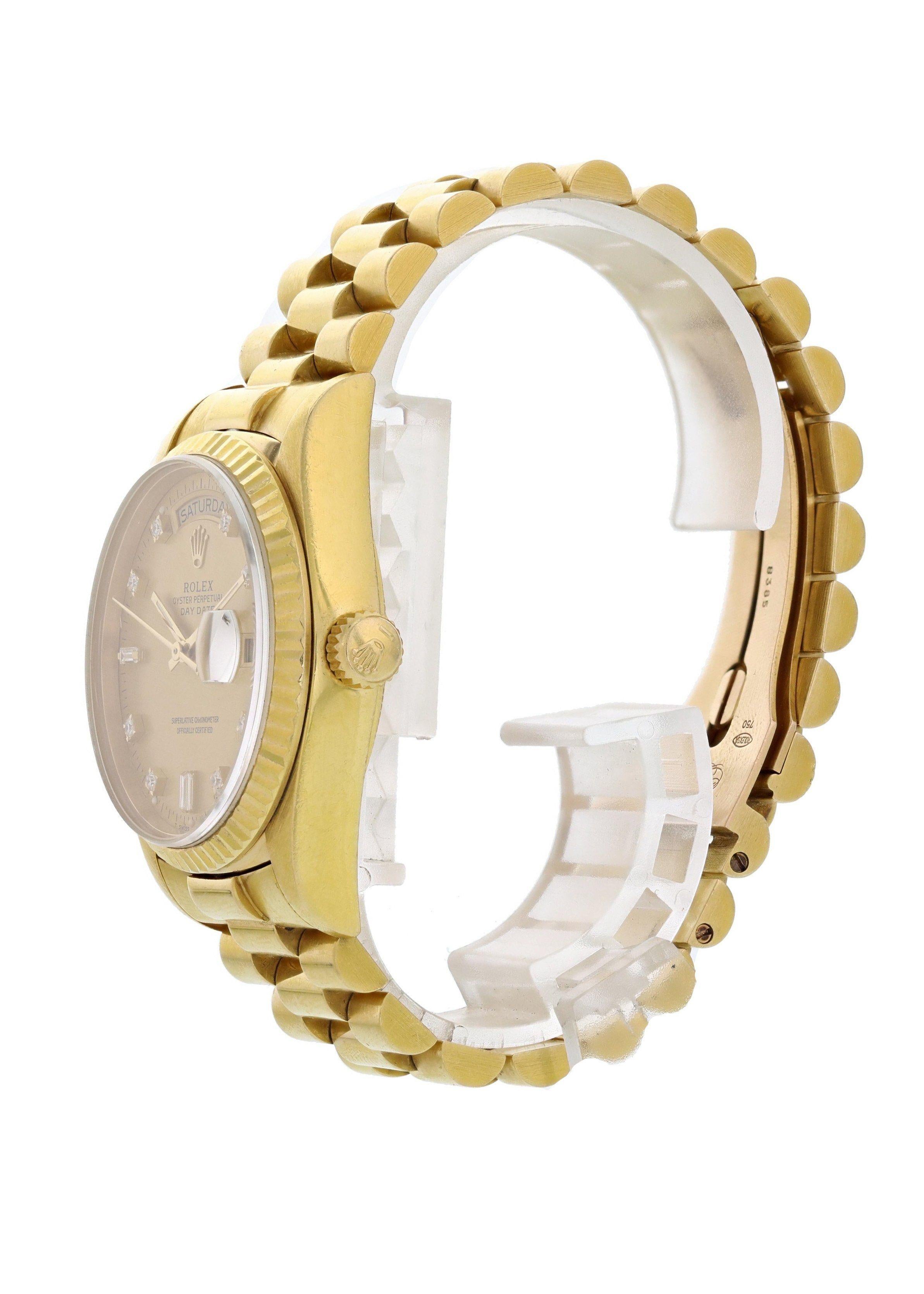 Rolex Day-Date President Diamond Dial 18038 Men's Watch In Excellent Condition For Sale In New York, NY