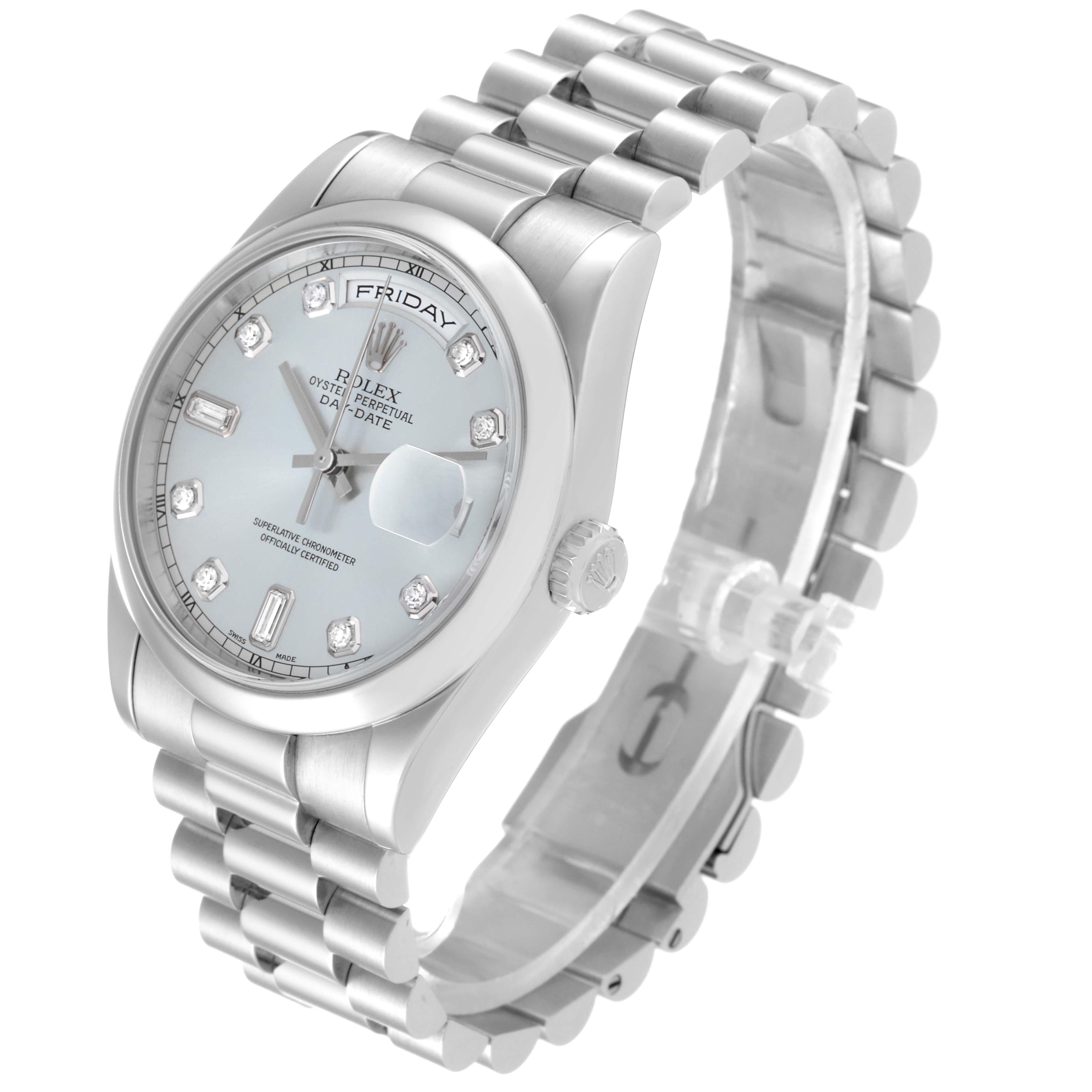 Rolex Day-Date President Diamond Dial Platinum Mens Watch 118206 Box Papers Pour hommes en vente