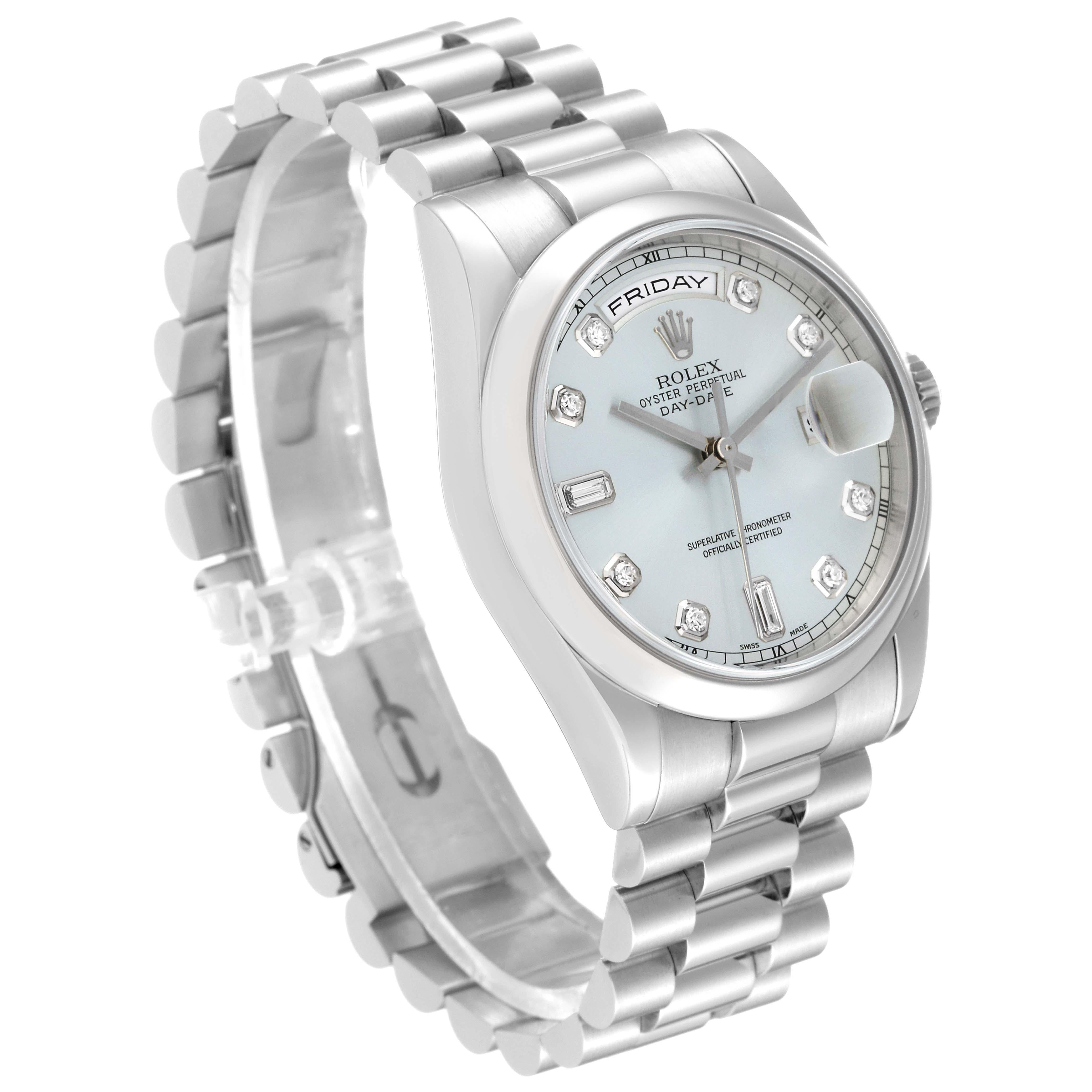 Rolex Day-Date President Diamond Dial Platinum Mens Watch 118206 Box Papers en vente 2