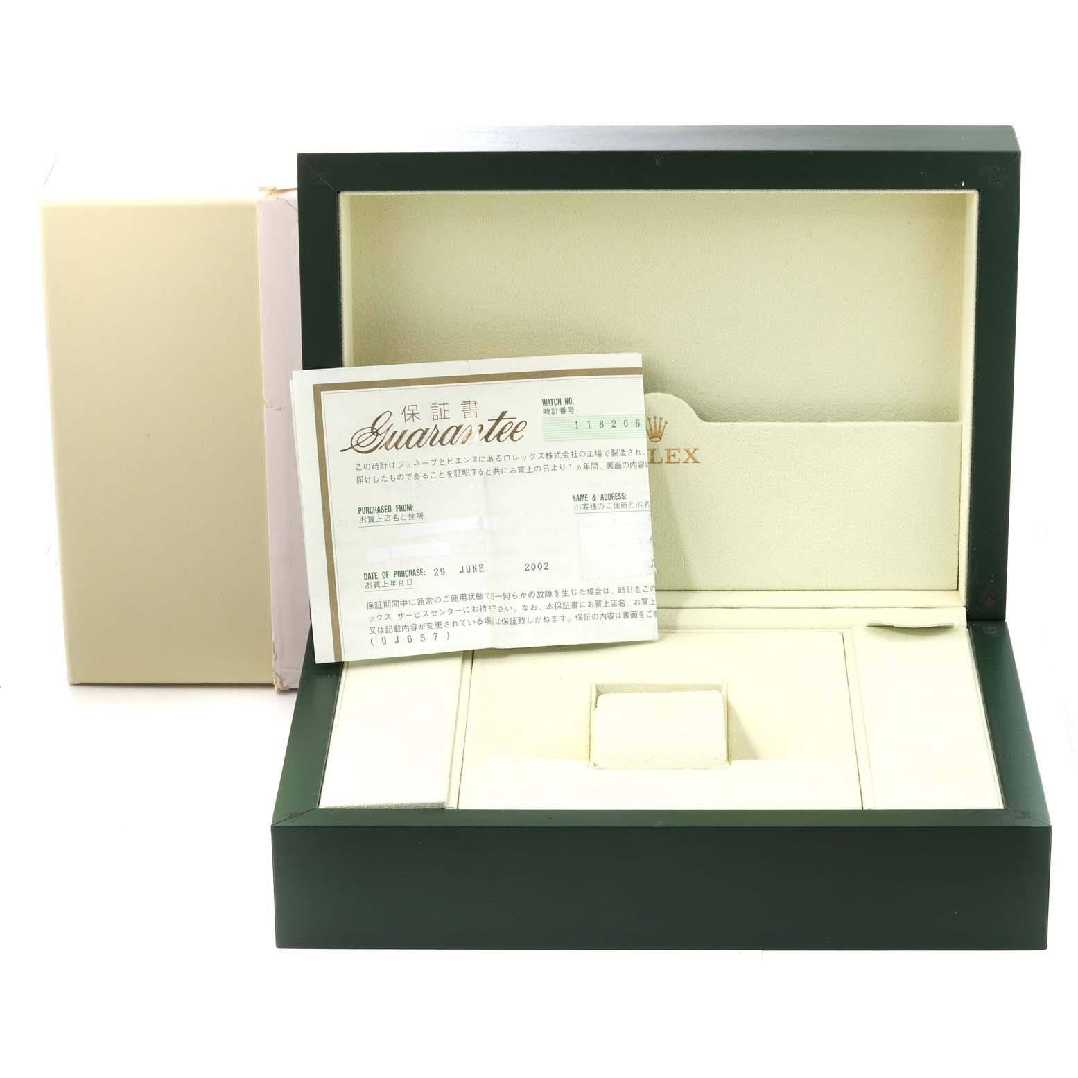Rolex Day-Date President Diamant-Zifferblatt Platin-Herrenuhr 118206 mit Schachtelpapieren im Angebot 6
