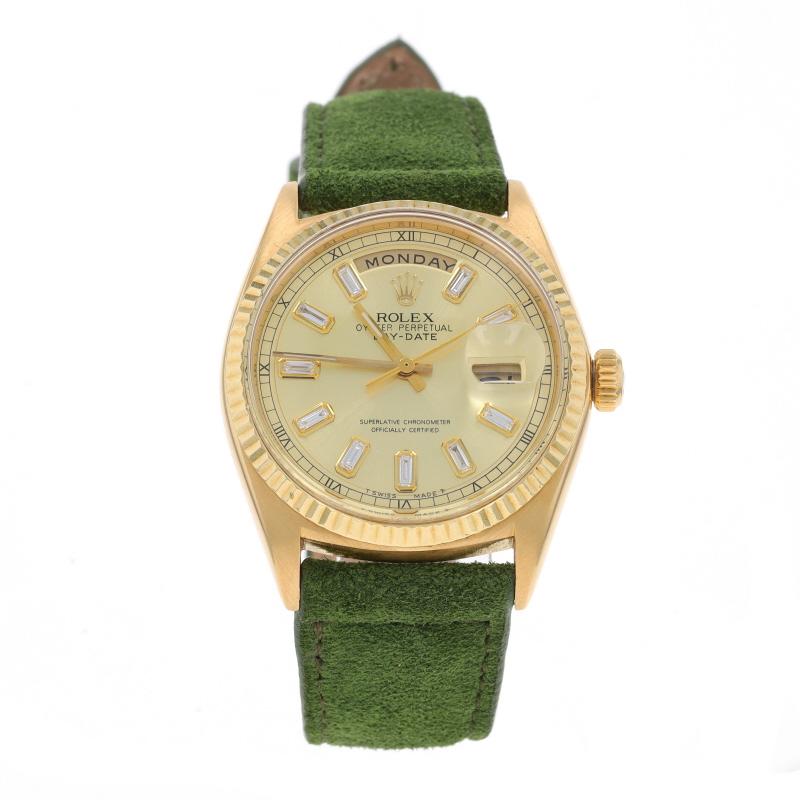 Taille simple Rolex Day-Date President Diamond Men's Watch 1803 Yellow Gold 18k Auto 1Yr Wnty en vente