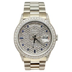Rolex Day Date President Diamond Watch 18239 Double Quickset 18K White Gold