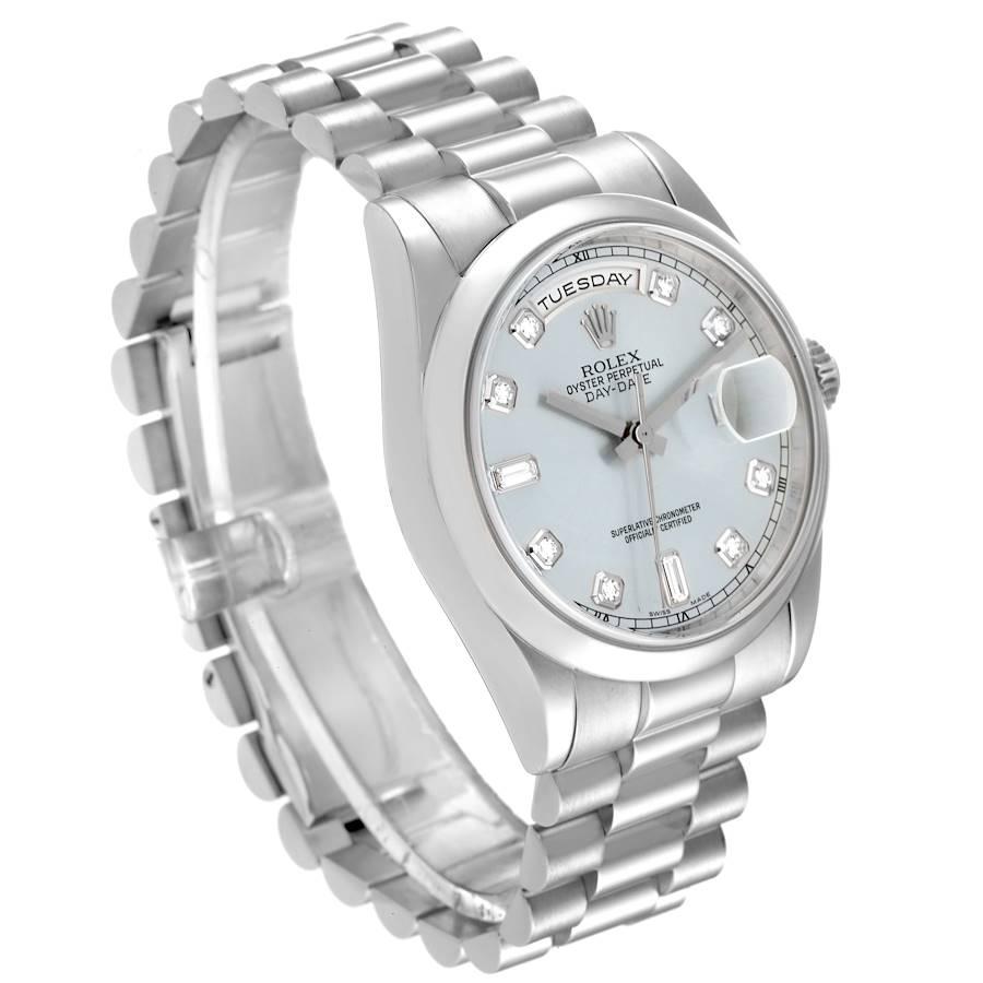Rolex Day-Date President Platinum Ice Blue Diamond Dial Mens Watch 118206 In Good Condition In Atlanta, GA