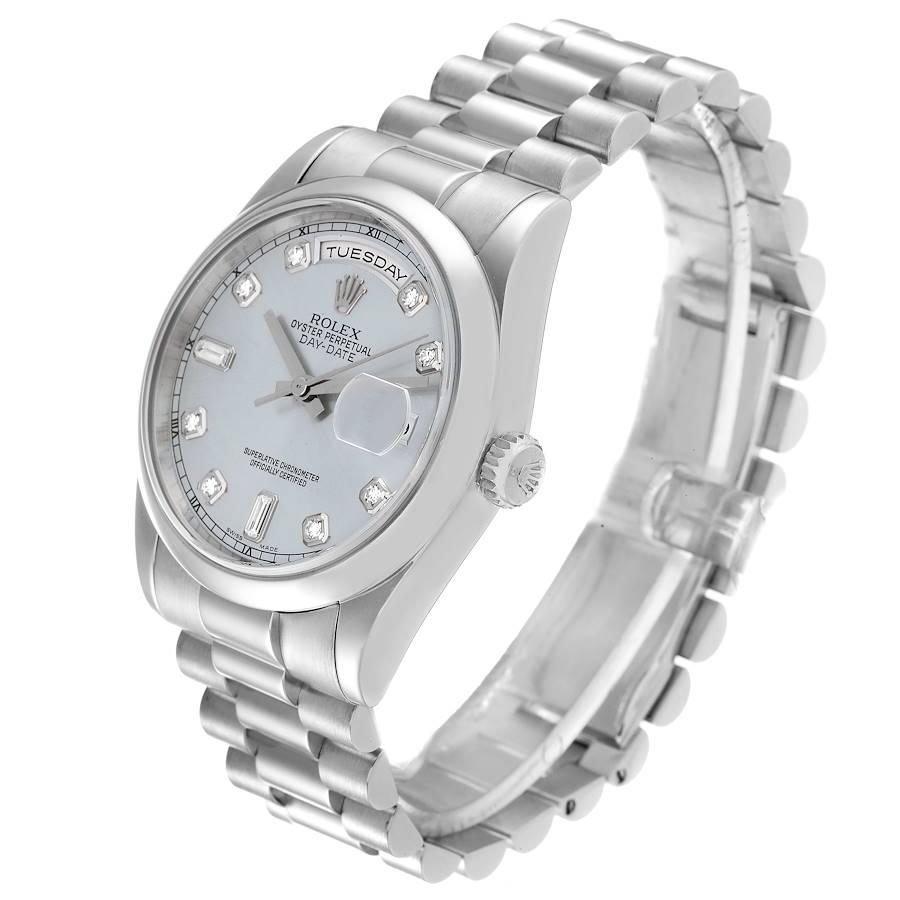 Men's Rolex Day-Date President Platinum Ice Blue Diamond Dial Mens Watch 118206