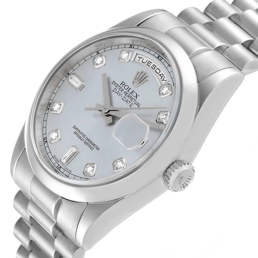 Rolex Day-Date President Platinum Ice Blue Diamond Dial Mens Watch 118206 1
