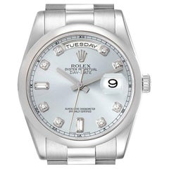Rolex Day-Date President Platino Quadrante Blu Ghiaccio Diamante Orologio Uomo 118206