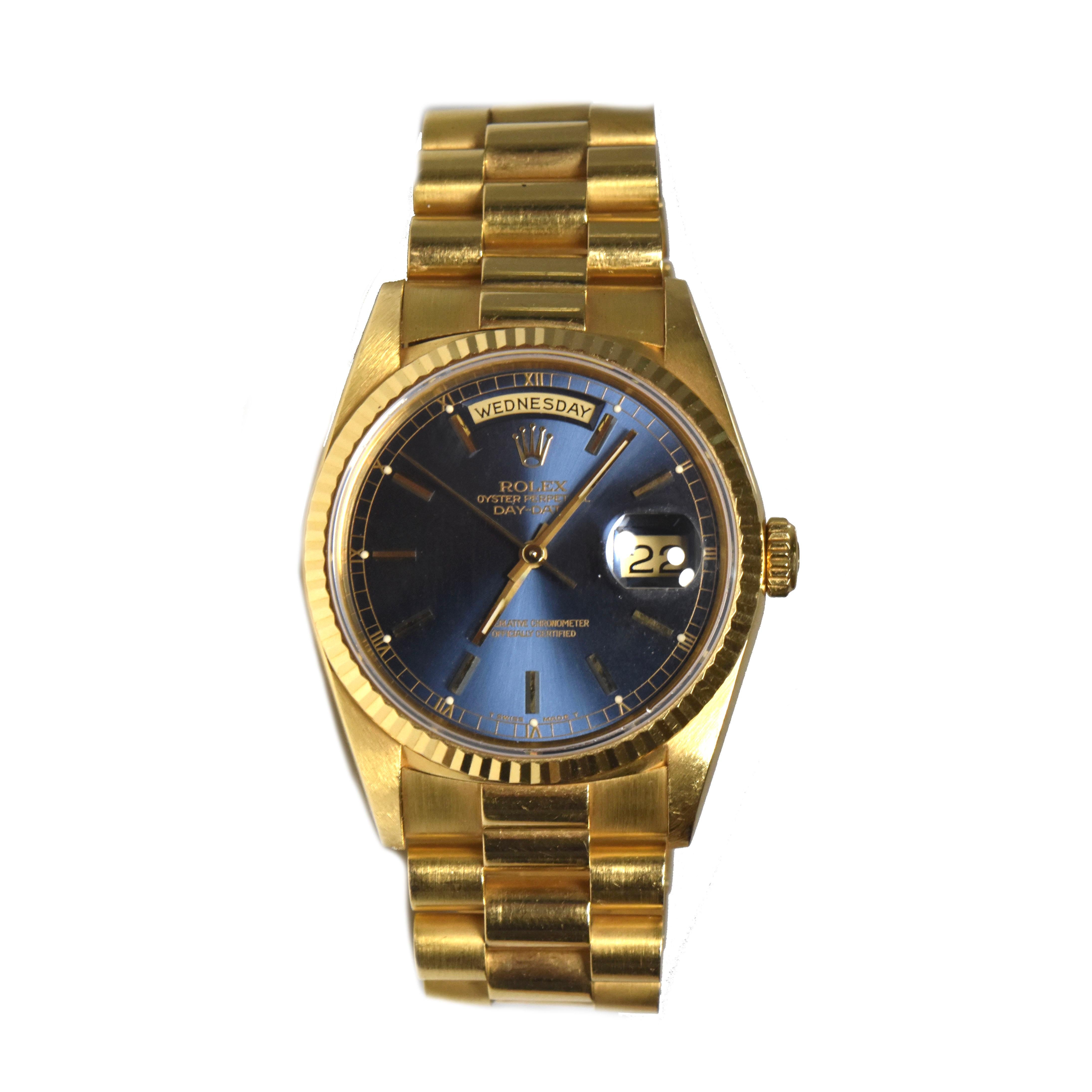 rolex day date gold blue dial