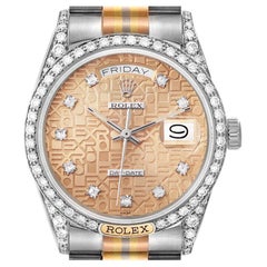 Rolex Day-Date President Tridor Bianco Rosa Oro Giallo Diamante Orologio Uomo 18139