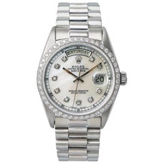 Rolex Day-Date President White Gold 18039 Automatic Watch Diamond Dial and Bezel