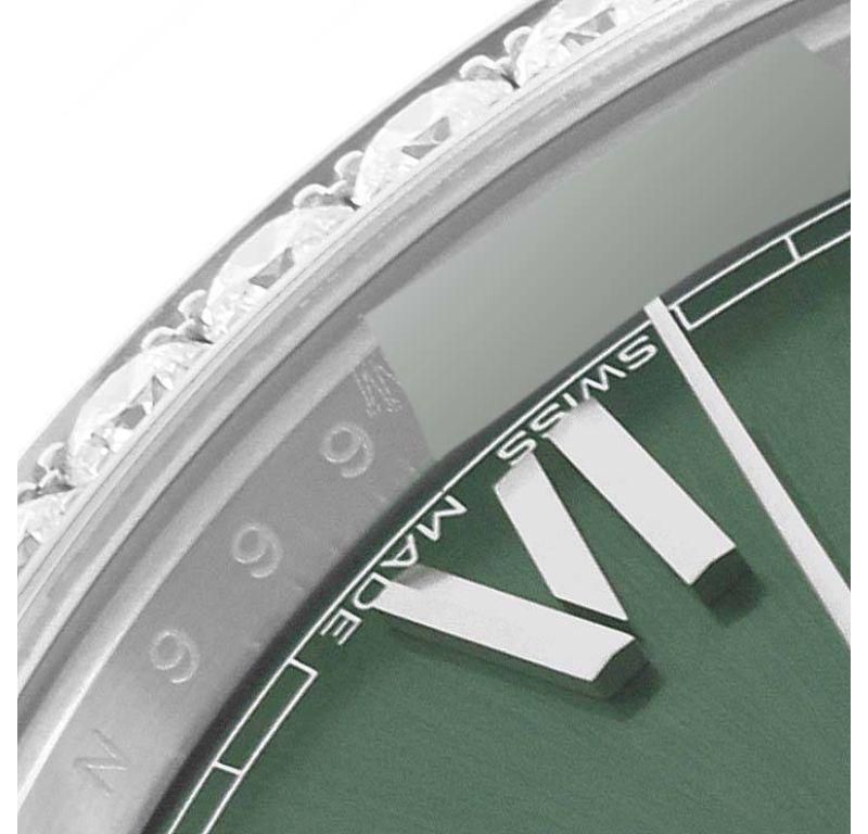 Rolex Day-Date President White Gold Green Diamond Mens Watch 228349 Box Card In Excellent Condition In Atlanta, GA