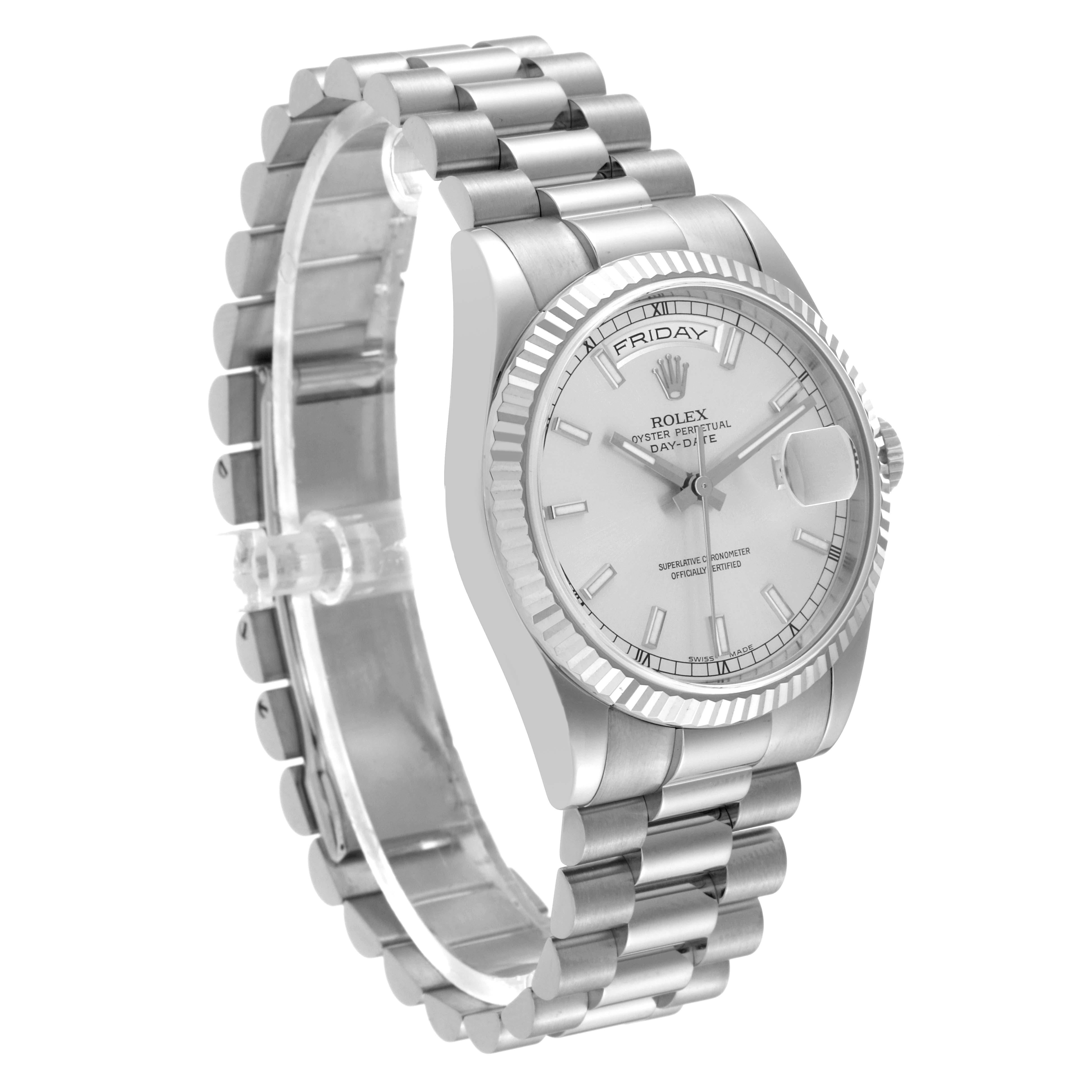 Rolex Day Date President White Gold Silver Dial Mens Watch 118239 4