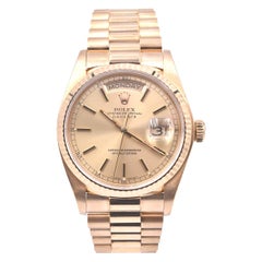Used Rolex Day-Date President with Fluted Bezel 18 Karat Yellow Gold Watch Ref. 18038